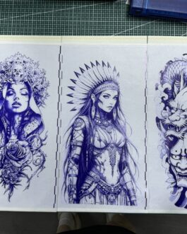 MK TATTOO – FEUILLE LONGUE STENCIL PREMIUM SHEET 42CM x20