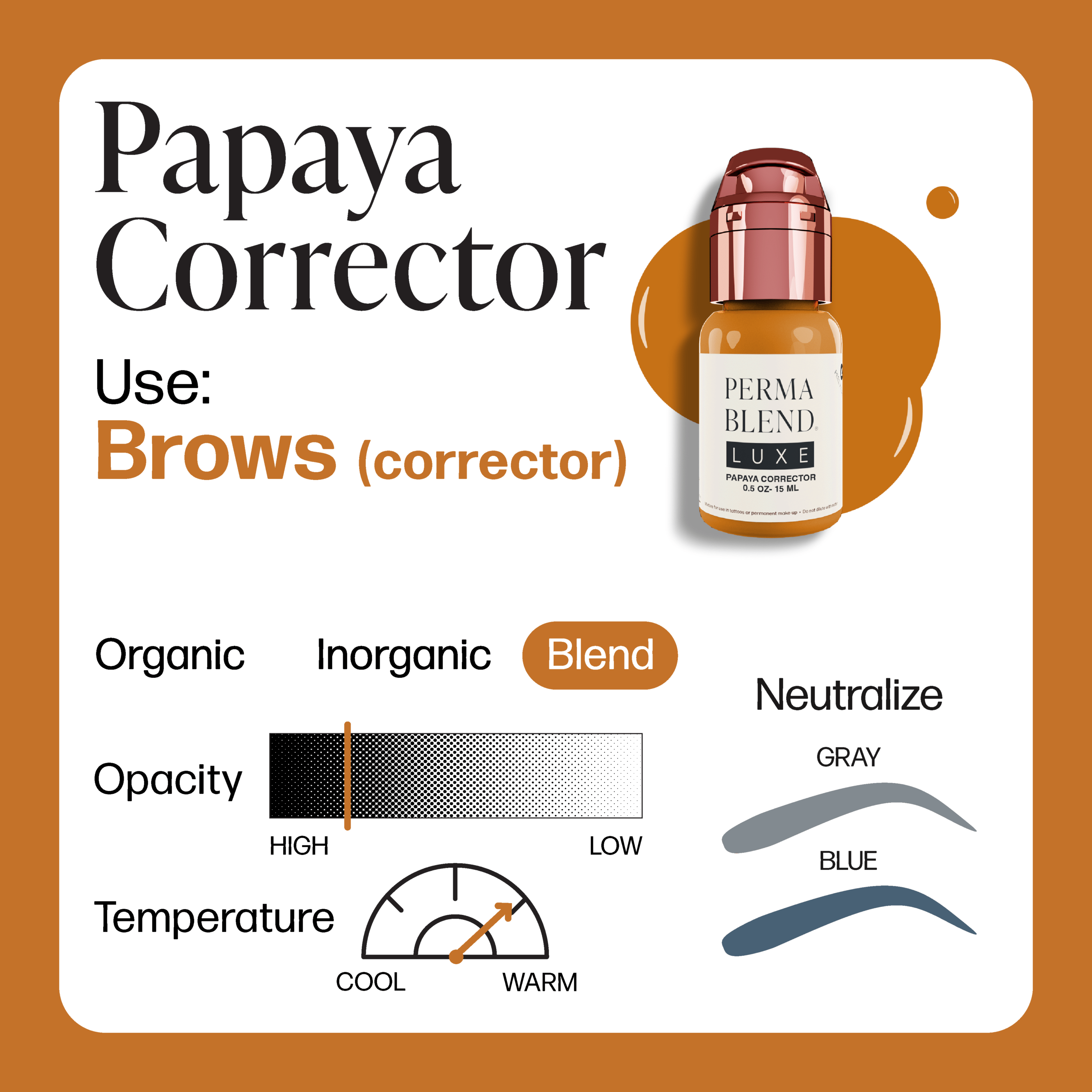 Perma Blend Luxe PMU Ink - Papaya Corrector 15ml (EU REACH Version). – Image 2