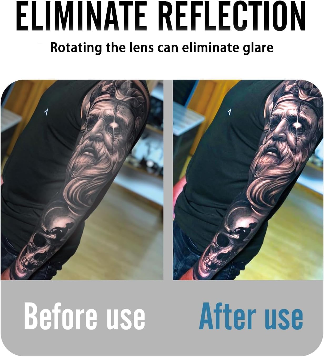 MK TATTOO – Kit lumière photo tatouage + filtre polarisant (CPL) – Image 2