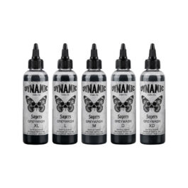Dynamic Tattoo Ink – Platinum – Sayers Greywash Set 5x 120ml (EU REACH Version).